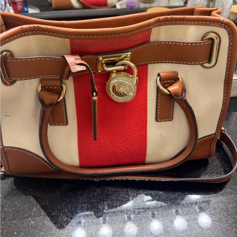 Michael Kors Brown and Red Shoulder Bag